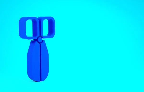 Ікона Blue Scissors ізольована на синьому фоні. Вирізання знака інструмент. Концепція мінімалізму. 3D-рендеринг — стокове фото