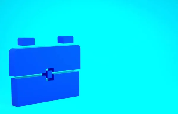 Blue School rugzak pictogram geïsoleerd op blauwe achtergrond. Minimalisme concept. 3d illustratie 3D renderen — Stockfoto