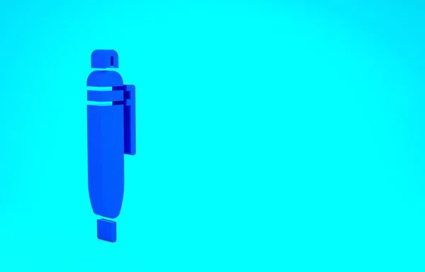 Icône stylo bleu isolé sur fond bleu. Concept de minimalisme. Illustration 3D rendu 3D — Photo