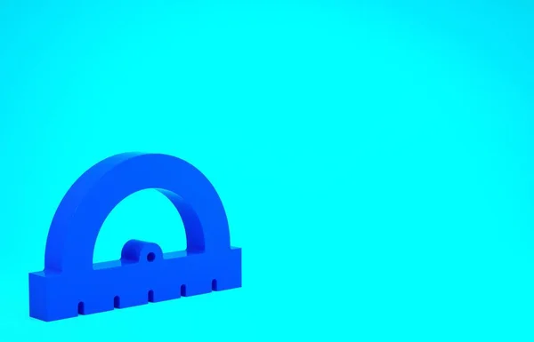 Blaues Winkelraster zum Messen von Grad-Symbol isoliert auf blauem Hintergrund. Kippwinkelmesser. Messwerkzeug. Geometrisches Symbol. Minimalismus-Konzept. 3D Illustration 3D Renderer — Stockfoto