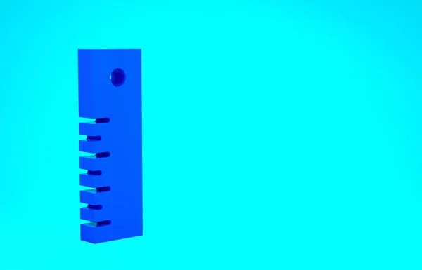 Ícone Blue Ruler isolado no fundo azul. Símbolo simples. Conceito de minimalismo. 3D ilustração 3D render — Fotografia de Stock