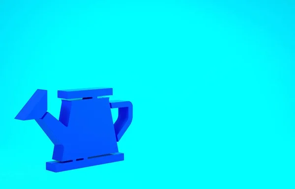 Icono de la lata de riego azul aislado sobre fondo azul. Símbolo de riego. Concepto minimalista. 3D ilustración 3D render —  Fotos de Stock
