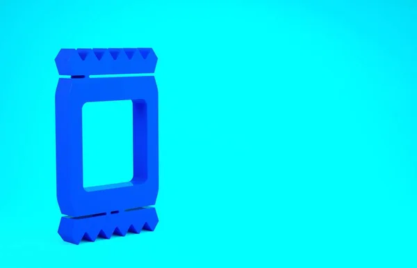 Blauwe meststof zak pictogram geïsoleerd op blauwe achtergrond. Minimalisme concept. 3d illustratie 3D renderen — Stockfoto