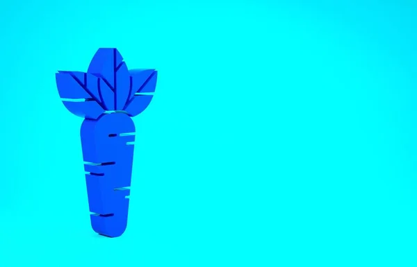 Ikon wortel biru diisolasi dengan latar belakang biru. Konsep minimalisme. Tampilan 3D ilustrasi 3d — Stok Foto