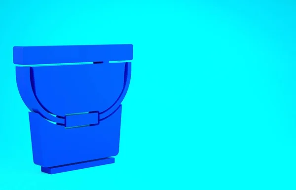 青色の背景に隔離された青いバケツアイコン。最小限の概念。3Dイラスト3Dレンダリング — ストック写真