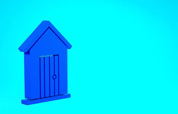Modrá farma dům ikona izolované na modrém pozadí. Minimalismus. 3D ilustrace 3D vykreslení — Stock fotografie