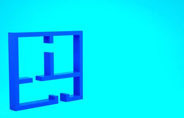 Blue House plan icon isolated on blue background. Minimalism concept. 3d illustration 3D render