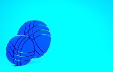 Mavi iplik topu simgesi mavi arkaplanda izole edildi. El yapımı, örgü ya da terzi için etiket. Minimalizm kavramı. 3d illüstrasyon 3B canlandırma