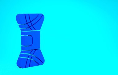 Mavi İplik simgesi mavi arkaplanda izole edildi. El yapımı, örgü ya da terzi için etiket. Minimalizm kavramı. 3d illüstrasyon 3B canlandırma