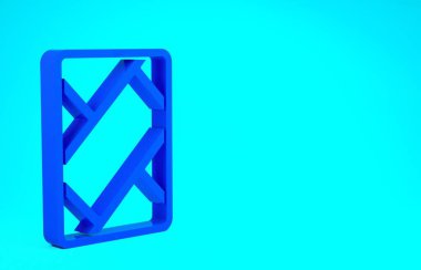 Mavi arka planda harita simgesine sahip Mavi GPS aygıtı. Minimalizm kavramı. 3d illüstrasyon 3B canlandırma