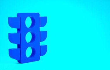 Mavi Trafik Işığı simgesi mavi arkaplanda izole edildi. Minimalizm kavramı. 3d illüstrasyon 3B canlandırma