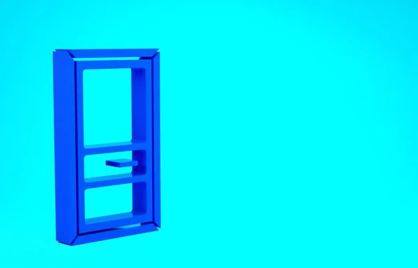 Blue Closed door icon isolated on blue background. Minimalism concept. 3d illustration 3D render — Stock Photo, Image