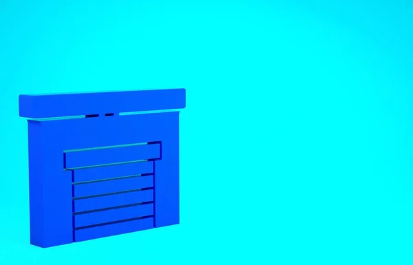 블루 가라지 아이콘은 파란 배경에 분리되어 있습니다. 미니멀리즘의 개념입니다. 3d 삽화 3D 렌더링 — 스톡 사진