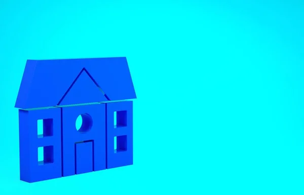 Modrý dům ikona izolované na modrém pozadí. Domácí symbol. Minimalismus. 3D ilustrace 3D vykreslení — Stock fotografie
