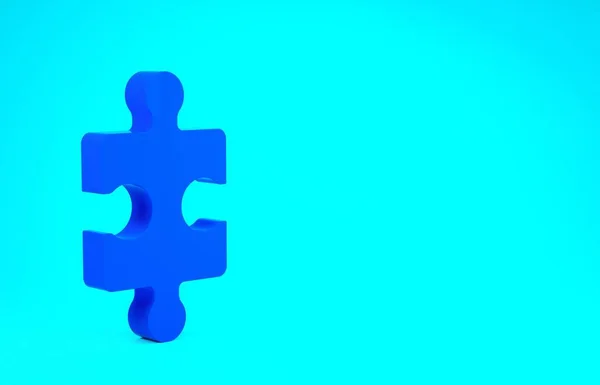 Blue Piece of puzzle icon isolated on blue background. Business, marketing, finance, layout, infographics, internet concept. Minimalism concept. 3d illustration 3D render — Stock Photo, Image