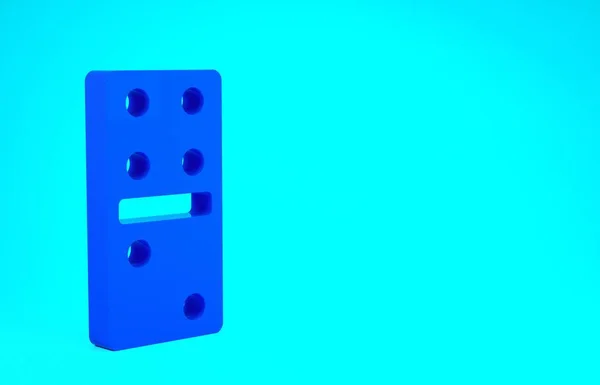 Ікона блакитного Доміно ізольована на синьому тлі. Концепція мінімалізму. 3D-рендеринг — стокове фото