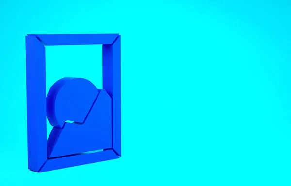 Blue Picture Landschaft Symbol isoliert auf blauem Hintergrund. Minimalismus-Konzept. 3D Illustration 3D Renderer — Stockfoto