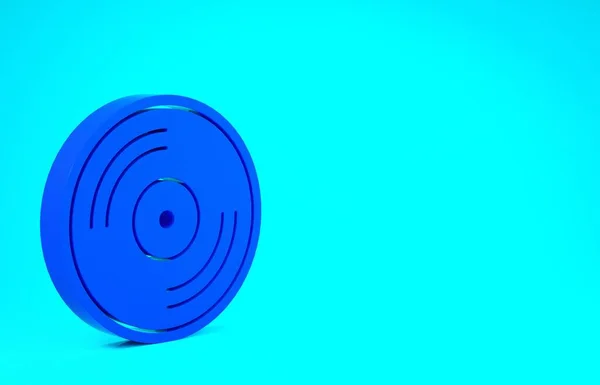 Μπλε εικονίδιο δίσκου Vinyl απομονωμένο σε μπλε φόντο. Μινιμαλιστική έννοια. 3d απεικόνιση 3D καθιστούν — Φωτογραφία Αρχείου
