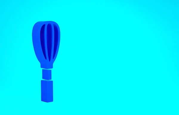 Blue Kitchen garde icoon geïsoleerd op blauwe achtergrond. Kookgerei, eierklopper. Bestekbord. Voedselmix symbool. Minimalisme concept. 3d illustratie 3D renderen — Stockfoto