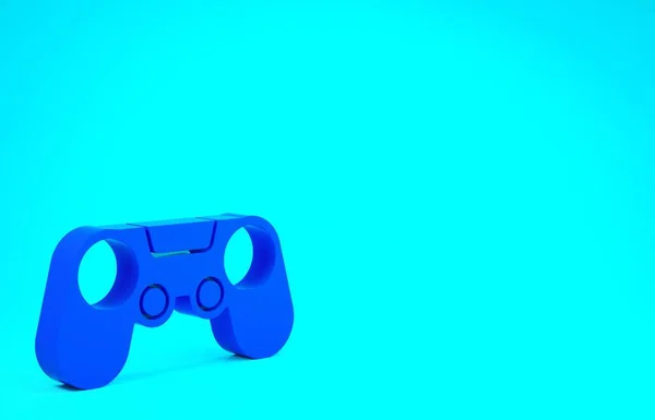 Icono de Gamepad azul aislado sobre fondo azul. Controlador de juego. Concepto minimalista. 3D ilustración 3D render —  Fotos de Stock