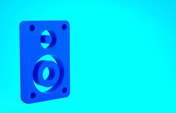 Icona altoparlante Stereo blu isolata su sfondo blu. Altoparlanti del sistema audio. Icona musicale. Altoparlante musicale a colonna. Concetto minimalista. Illustrazione 3d rendering 3D — Foto Stock