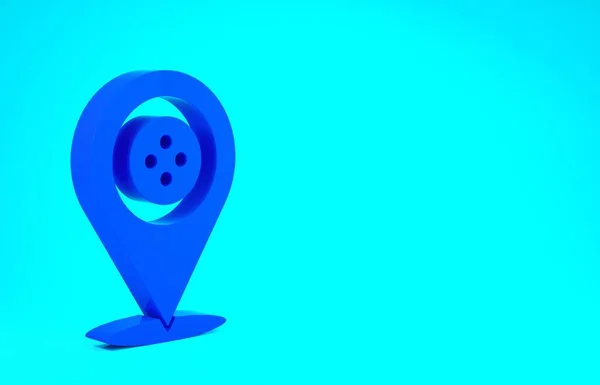 Blue Location Icon Schneiderei isoliert auf blauem Hintergrund. Minimalismus-Konzept. 3D Illustration 3D Renderer — Stockfoto