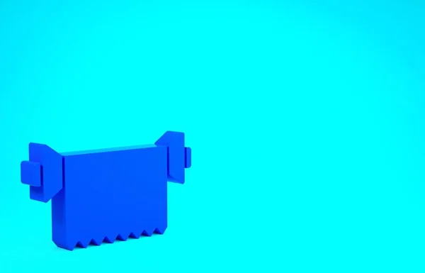 Ícone de rolo de tecido têxtil azul isolado no fundo azul. Rolo, tapete, tapete, pano, tapete ou rolo de papel ícone. Conceito de minimalismo. 3D ilustração 3D render — Fotografia de Stock