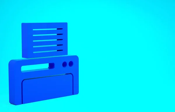 Ícone de impressora azul isolado no fundo azul. Conceito de minimalismo. 3D ilustração 3D render — Fotografia de Stock