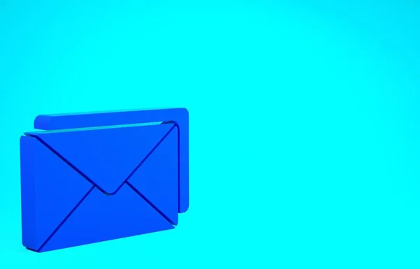 Blue Envelope icoon geïsoleerd op blauwe achtergrond. E-mailbericht letter symbool. Minimalisme concept. 3d illustratie 3D renderen — Stockfoto