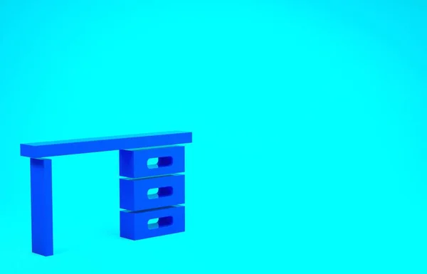 Blue Office desk icon isolated on blue background. Minimalism concept. 3d illustration 3D render — Stock Photo, Image
