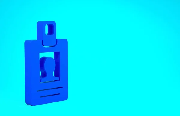 Blå ID-bricka ikon isolerad på blå bakgrund. Den kan användas för presentation, företagets identitet, reklam. Minimalistiskt koncept. 3D-återgivning för 3D — Stockfoto