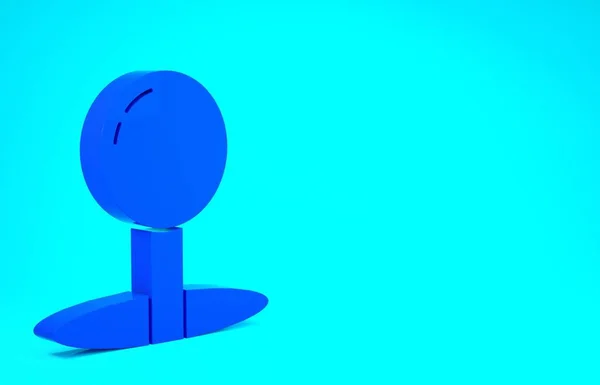 Blaues Pinsymbol isoliert auf blauem Hintergrund. Daumen drücken. Minimalismus-Konzept. 3D Illustration 3D Renderer — Stockfoto