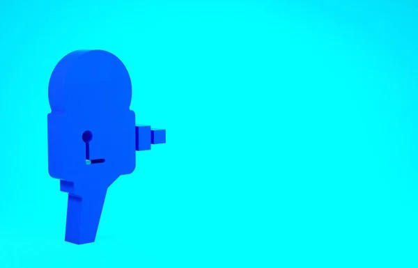 블루 리토 영화 카메라 아이콘은 푸른 배경에 분리되어 있다. 비디오 카메라. 영화 간판이야. 영화 프로젝터. 미니멀리즘의 개념입니다. 3d 삽화 3D 렌더링 — 스톡 사진
