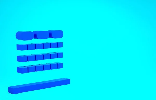Blauer Kinosaal mit Leinwand und Sitzsymbolen auf blauem Hintergrund. Minimalismus-Konzept. 3D Illustration 3D Renderer — Stockfoto