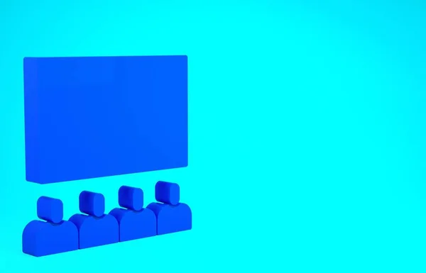 Blue Cinema auditorium with screen icon isolated on blue background. Minimalism concept. 3d illustration 3D render — Stock Photo, Image