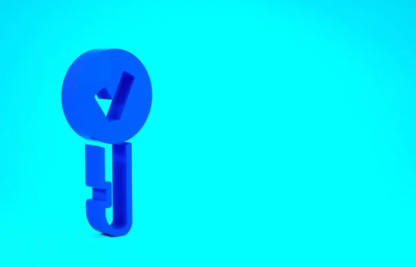 Blue Key icon isolated on blue background. Minimalism concept. 3d illustration 3D render — Stock Photo, Image