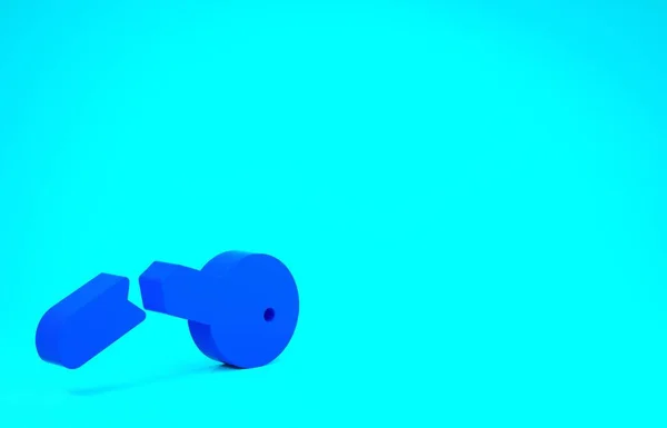 Синий сломанный значок ключа изолирован на синем фоне. Концепция минимализма. 3D-рендеринг — стоковое фото