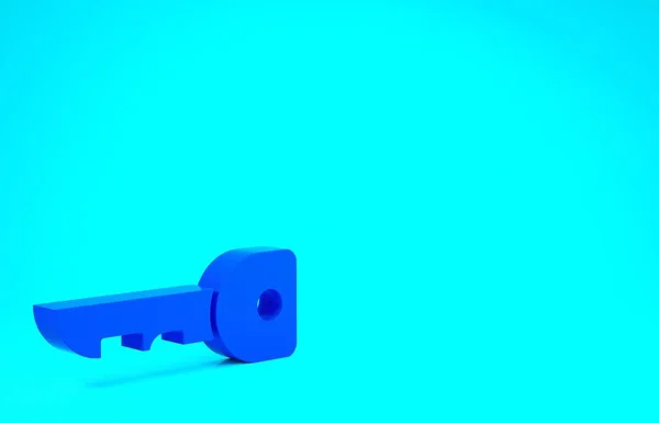 Blue Key icoon geïsoleerd op blauwe achtergrond. Minimalisme concept. 3d illustratie 3D renderen — Stockfoto