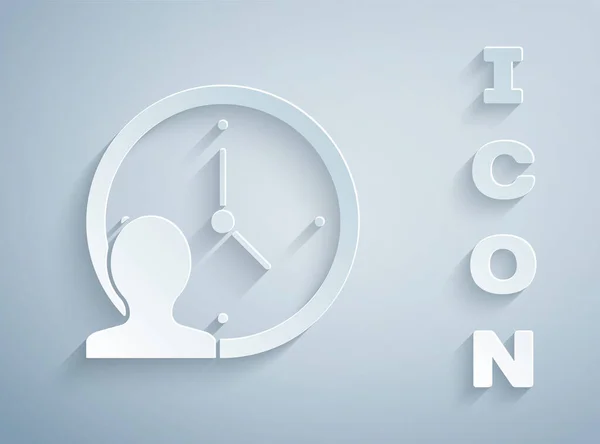Zeitmanagement-Symbol isoliert auf grauem Hintergrund. Uhr und Schaltzeichen. Produktivitätssymbol. Papierkunst. Vektor — Stockvektor