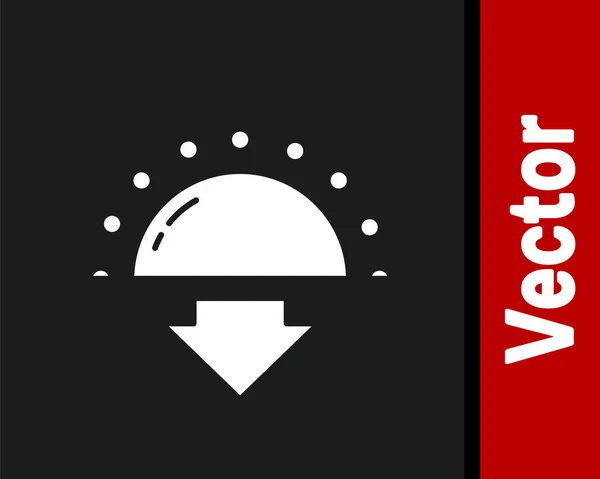 Weißes Sonnenuntergangssymbol isoliert auf schwarzem Hintergrund. Vektor — Stockvektor