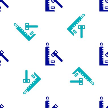 Büyük çekiç ikonuna sahip Blue High forveti beyaz arka planda izole edilmiş pürüzsüz desen. Gücü ölçmek için cazibe. Eğlence parkı. Vektör