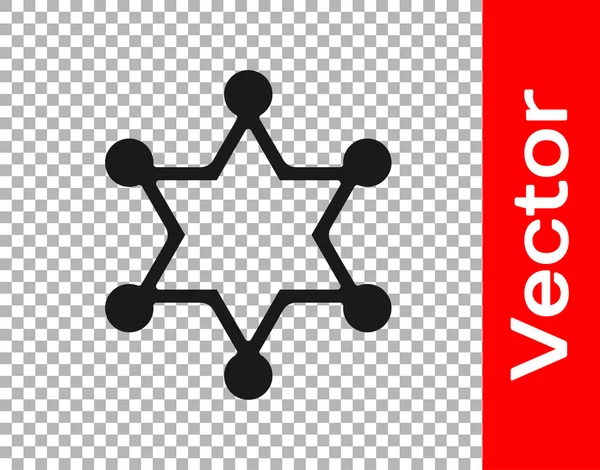 Das schwarze Hexagramm-Sheriff-Symbol isoliert auf transparentem Hintergrund. Polizeiabzeichen-Symbol. Vektor — Stockvektor