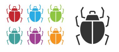 Siyah Mite simgesi beyaz arkaplanda izole edildi. Simgeleri renklendirin. Vektör