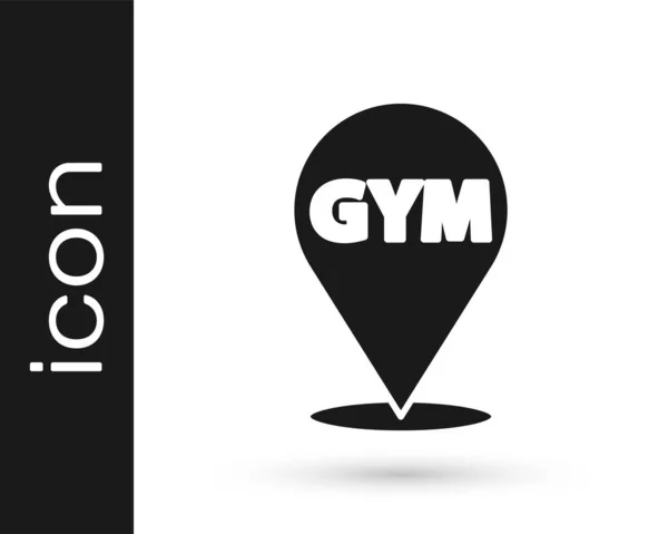 Black Location gym icoon geïsoleerd op witte achtergrond. Vector — Stockvector