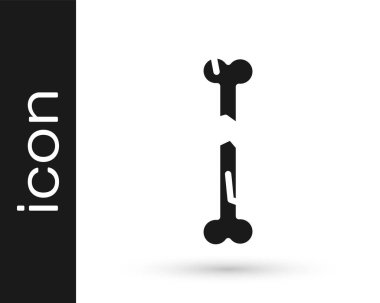 Siyah insan kırık kemik ikonu beyaz arka planda izole edilmiş. Vektör