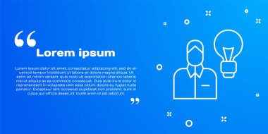 Mavi arka planda lamba ikonu olan beyaz çizgi insan. Fikir kavramı. Vektör