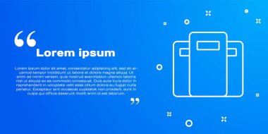 Beyaz çizgi polis saldırı kalkanı ikonu mavi arka planda izole edildi. Vektör