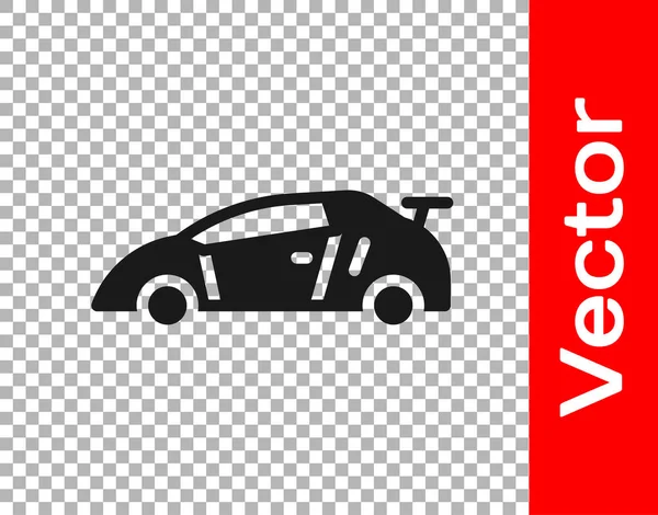 Schwarze Sport Rennwagen-Ikone isoliert auf transparentem Hintergrund. Vektor — Stockvektor