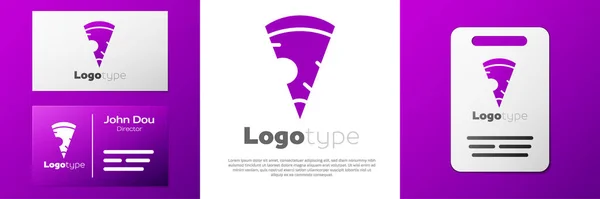 Logotype Pizzaszelet ikon elszigetelt fehér alapon. Gyorsétlap. Logó tervezési sablon elem. Vektor — Stock Vector