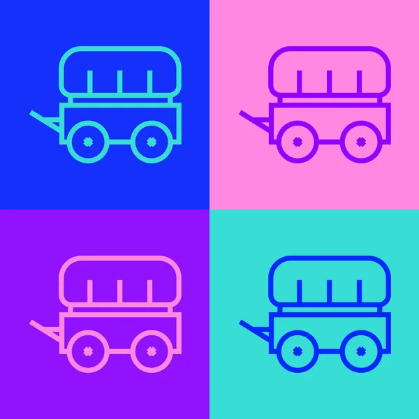 Pop art ligne Wild West icône de wagon couvert isolé sur fond de couleur. Vecteur — Image vectorielle